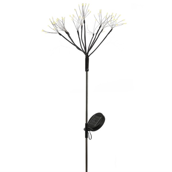 LED Solarstab Feuerwerk - Gartendeko - 80 warmweiße LED - H: 80cm - Lichtsensor - 8 Modi - schwarz