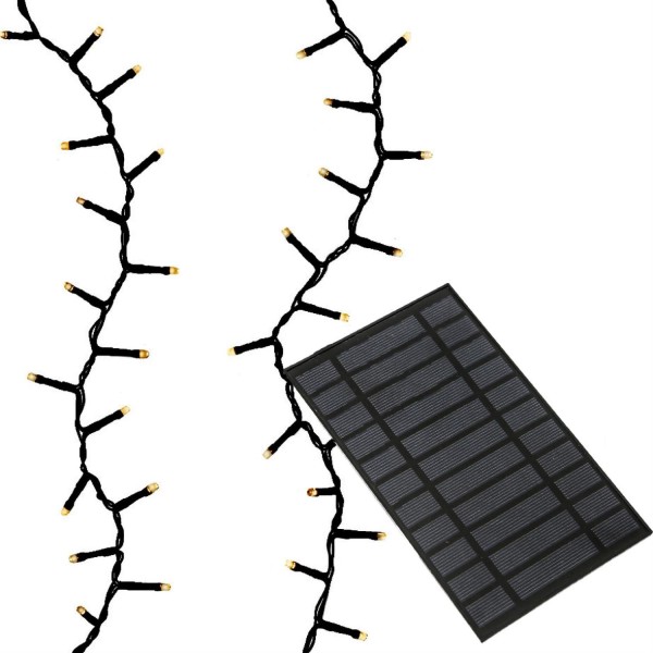 LED Solar Lichterkette Compact Twinkle - 1000 bernstein LED - 8 Funktionen - L: 22,5m - USB