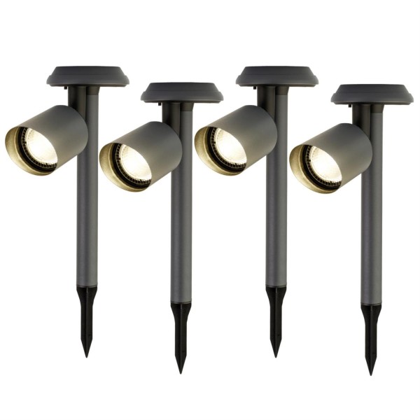 LED Solar Gartenstrahler - Gartenspot - Dämmerungssensor - 3 Lumen - H: 25,5cm - 4er Set