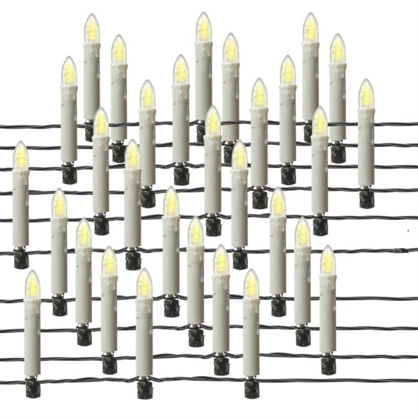 LED Kerzenlichterkette - 30 Christbaumkerzen - Weihnachtsbaumlichterkette - L: 11,6m - Innen/Außen