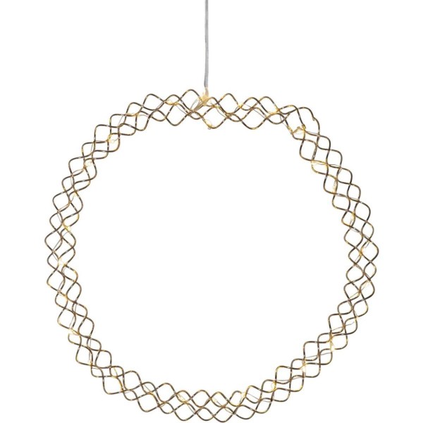 LED Lichtkranz Hoop - 30 warmweiße LED - D: 30cm - Metall - Batteriebetrieb - Timer - gold