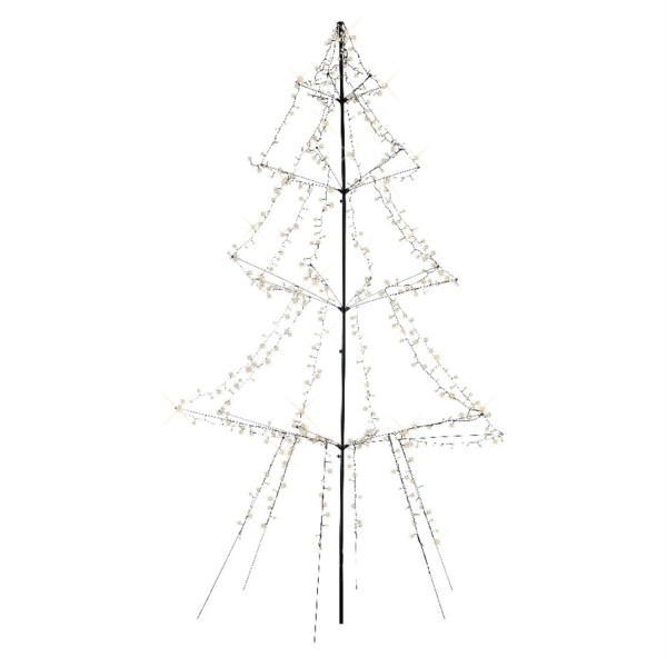 LED Lichterbaum - Outdoor Weihnachtsbaum - 600 funkelnde LED - H: 3m - Timer/8 Funkt. - aufklappbar