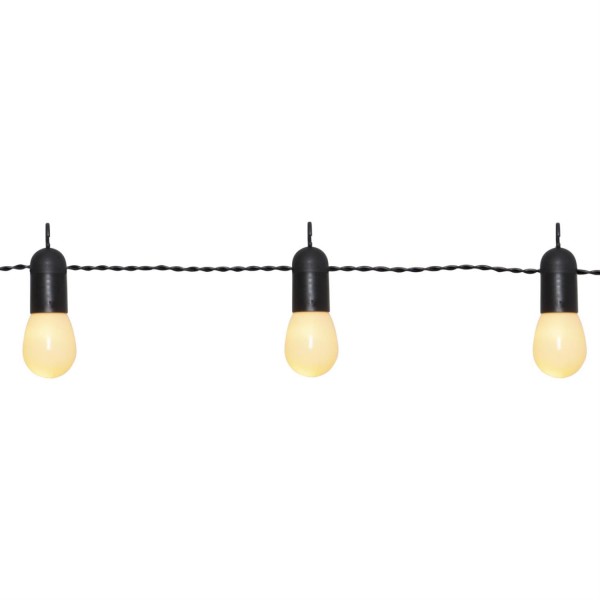 LED Partylichterkette - 16 kleine milchig weiße Kugeln - L: 4,5m - schwarzes Kabel - outdoor
