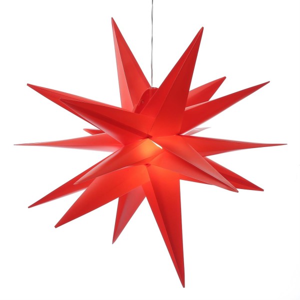 LED Weihnachtsstern 3D - Leuchtstern outdoor - 6 warmweiße LED - D: 75cm - Timer - mit Kabel - rot