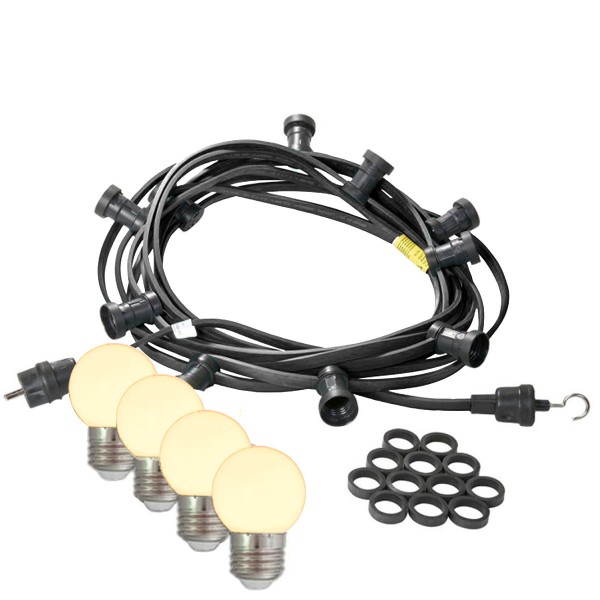 Illu-/Partylichterkette 40m - Außenlichterkette - Made in Germany - 60 warmweiße LED Kugellampen