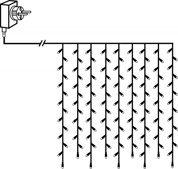 LED-Vorhang | Serie MICROLED 3mm | 1x1m | schwarzes kabel | 100 warmweiße LEDs | Trafo